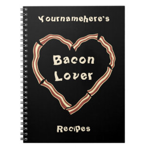 Caderno Espiral Diário de receitas de vazio de coração de bacon