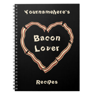 Caderno Espiral Diário de receitas de vazio de coração de bacon