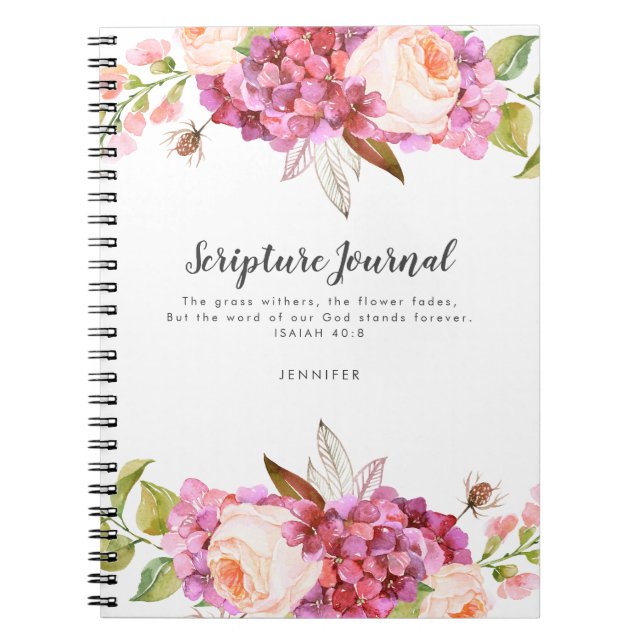 Caderno Espiral Diário de script personalizado de Buquê flexível (Frente)