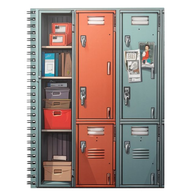 Caderno Espiral "Diário de Segundo grau hallways locker (Frente)