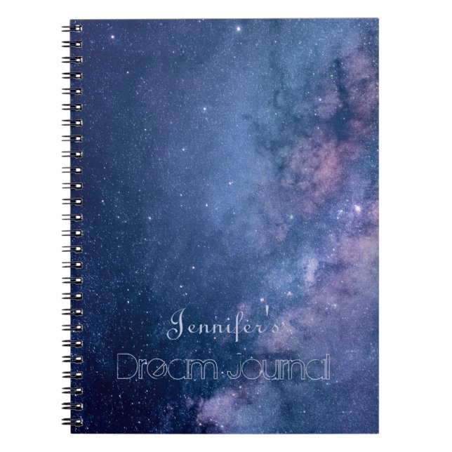 Caderno Espiral Diário de Sonho de Galáxia Azul e Púrpura (Frente)
