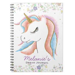 Caderno Espiral Diário de Sonhos Personalizados do Unicorn