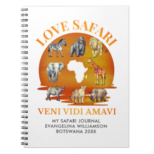 Caderno Espiral Diário de Souvenir SAFARI do AMOR Personalizado