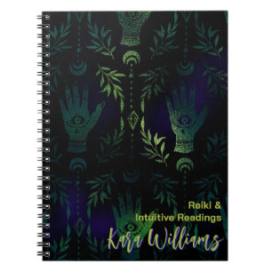 Caderno Espiral Diário de Tarô Místico da Bruxa Verde Gótica