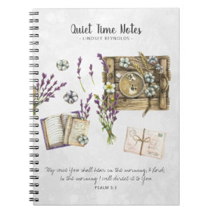 Caderno Espiral Diário de Tempo Silencioso do Monograma de Aquare