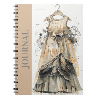 Caderno Espiral Diário de Vestido Preto Antigo Elegante LBD