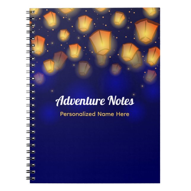 Caderno Espiral Diário de Viagem da Lanterna Flutuante (Frente)