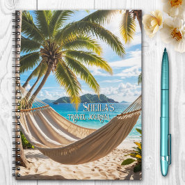 Caderno Espiral Diário de Viagem de árvore de palma de praia tropi