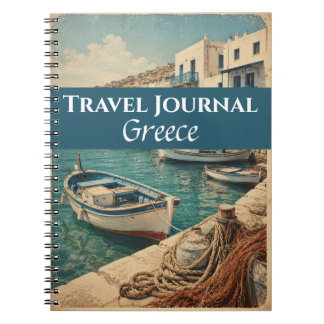 Caderno Espiral Diário de Viagem Grécia Azul Personalizável