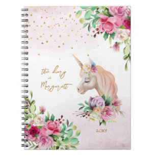 Caderno Espiral Diário Diário da Criatura Mágica do Unicórnio