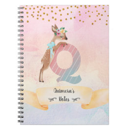 Caderno Espiral Diário Diário de Menina de Cervo Bebê com Letra Mo