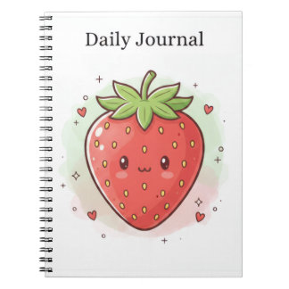 Caderno Espiral Diário Diário Doce Morango