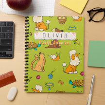 Diário Diário Personalizado com Animais de Desenho