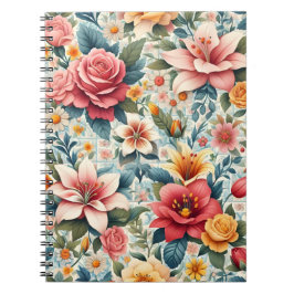 Caderno Espiral Diário do Azulejo Delgado Blossom