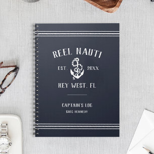 Caderno Espiral Diário do Capitão do Navio Marinho Náutico-Negro R
