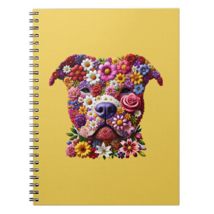 Caderno Espiral Diário do Lover do Cachorro da Face da Flor Pitbul