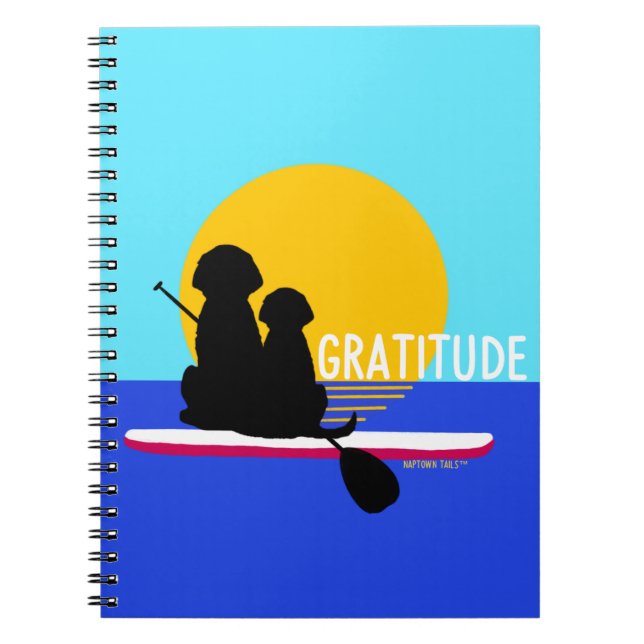 Caderno Espiral Diário do nascer do sol dos cães SUP Gratidão  (Frente)