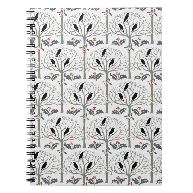 Caderno Espiral Diário do Natal do teste padrão do Rook e do (Frente)