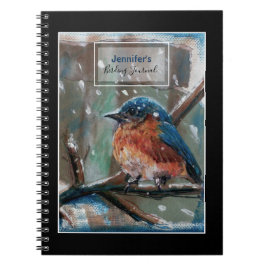 Caderno Espiral Diário do Observador de Aves com Arte Bluebird