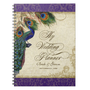 Caderno Espiral Diário do Planeador de Casamento Formal de Peacock
