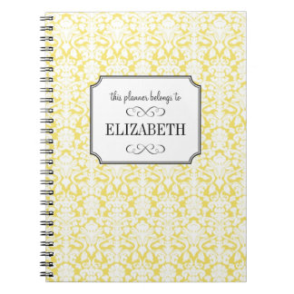 Caderno Espiral diário do planejador de casamento tema damasco bra