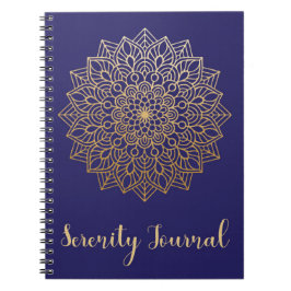 Caderno Espiral Diário Dourado da serenidade da mandala com