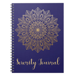Caderno Espiral Diário Dourado da serenidade da mandala com