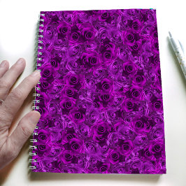 Caderno Espiral Diário espiral de rosas roxas