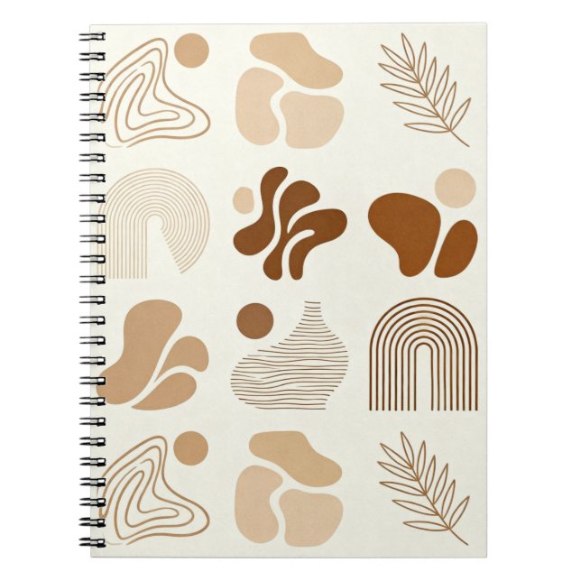 Caderno Espiral Diário Estético Abstrato Boho (Frente)