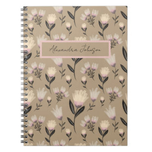 Caderno Espiral Diário Floral Blush Botânica Moderna