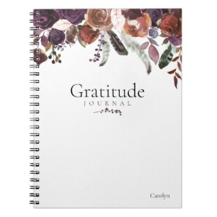 Caderno Espiral Diário Floral de Gratidão Chic Girly