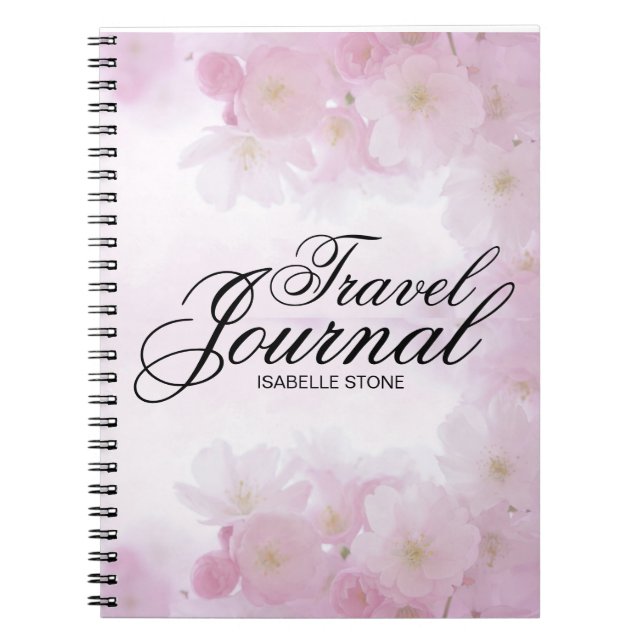 Caderno Espiral Diário Floral de Viagem Personalizado (Frente)
