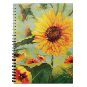 Caderno Espiral Diário floral do girassol