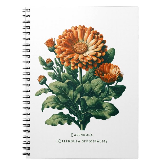 Caderno Espiral Diário Floral Floral de Flor Calendário (Frente)