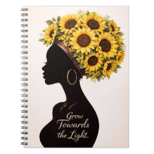 Diário Floral Inspirador Mulher Negra Girassol