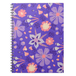 Caderno Espiral Diário Floral Retroativo | Notebook Rosa Puro Drea