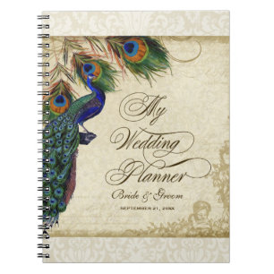 Caderno Espiral Diário formal do planejador do pavão & do