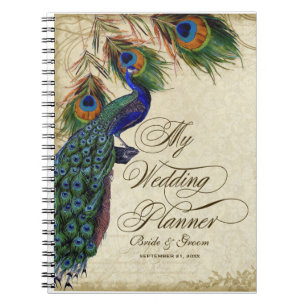 Caderno Espiral Diário formal do planejador do pavão & do