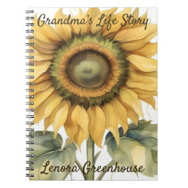 Caderno Espiral Diário Girassol História da Vida da Vovó, Girassol