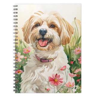 Caderno Espiral Diário Havanês - Notebook Watercolor Dog