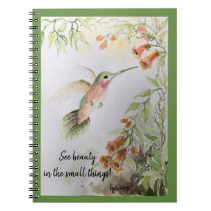 Caderno Espiral Diário- Hummingbird e Balboa Sunset Flowers