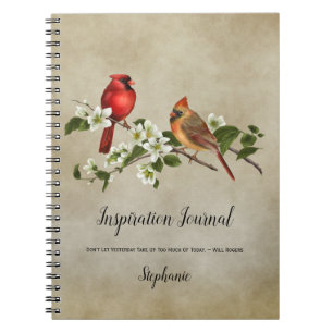 Caderno Espiral Diário Inspiração de Cardinals and Dogwood Blos
