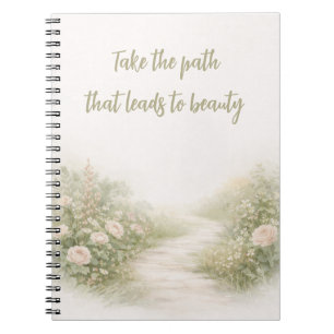 Caderno Espiral Diário Inspirador de Caminho de Jardim Minimalista