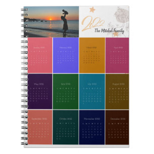 Caderno Espiral Diário Mensal de Calendário de Fotografias Perso