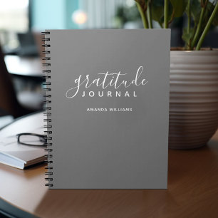Caderno Espiral Diário Mínimo de Gratidão da Cinza - caligrafia