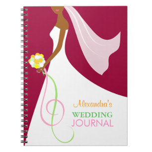 Caderno Espiral Diário na moda do casamento da noiva do