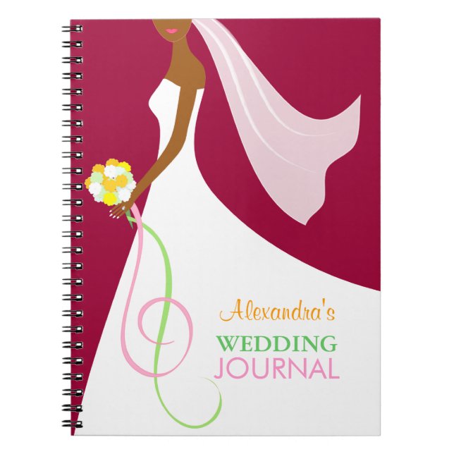 Caderno Espiral Diário na moda do casamento da noiva do (Frente)