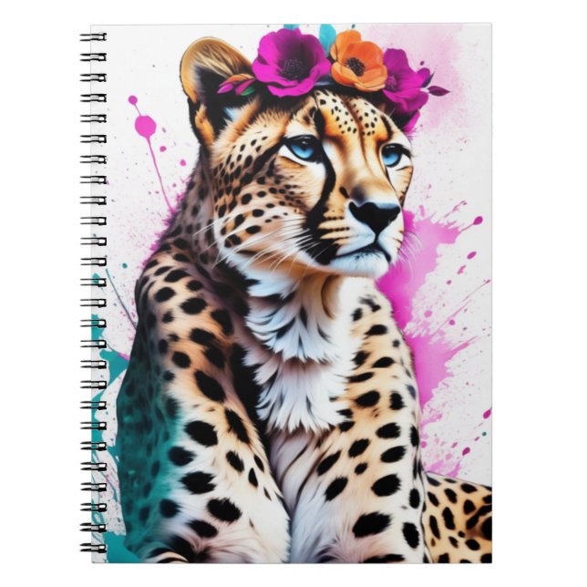 Caderno Espiral Diário Notebook Boho Cheetah (Frente)