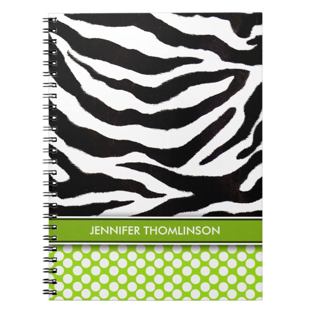 Caderno Espiral Diário/Notebook de Zebra Personalizado (Frente)