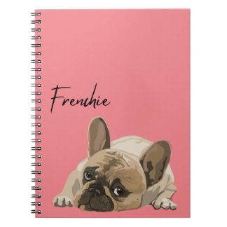 Caderno Espiral Diário/Notebook - Francês rosa, Buldogue Francês